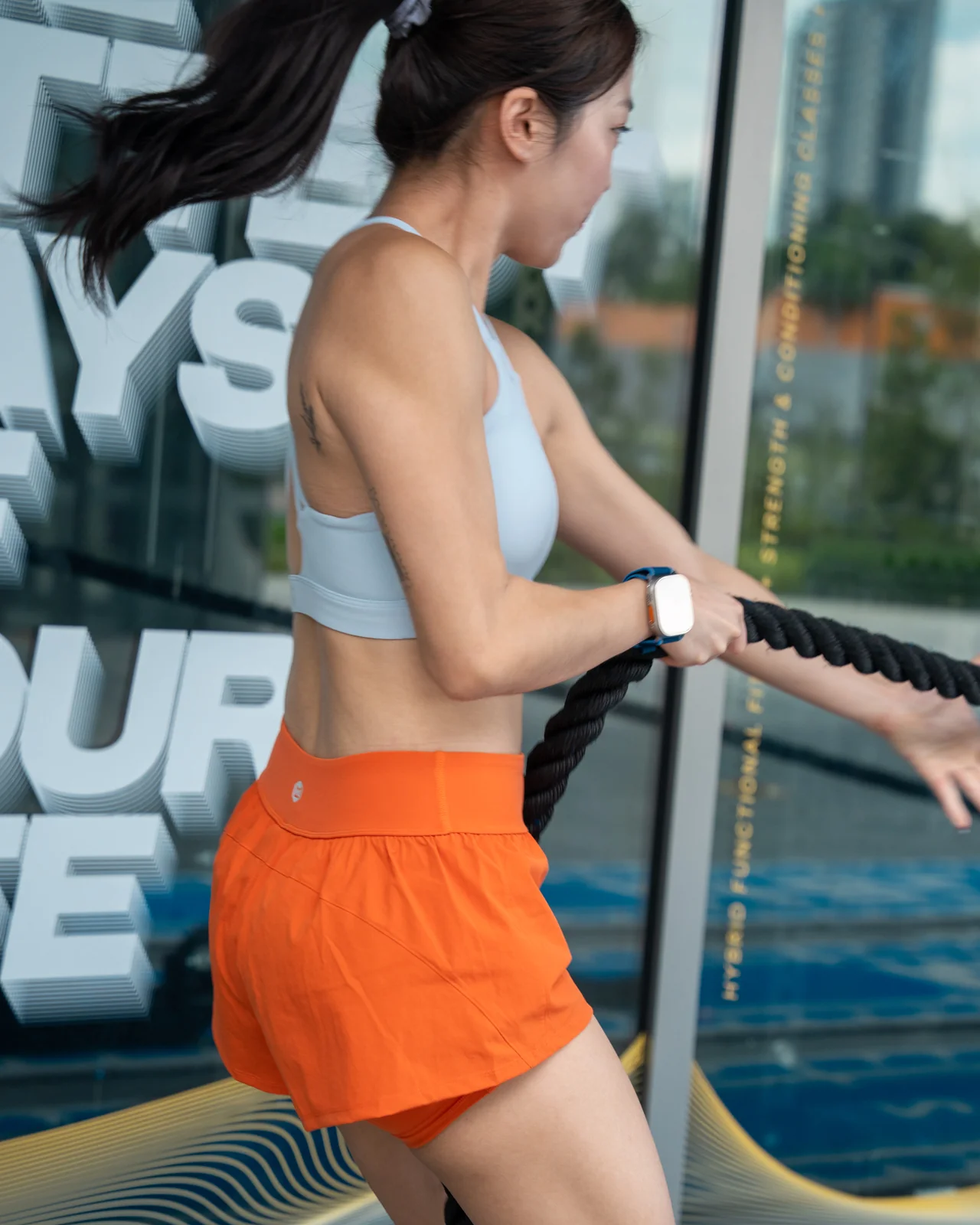 Gear Up Running Shorts 3.5" - Tiger Lily Orange, Sky - Image 4